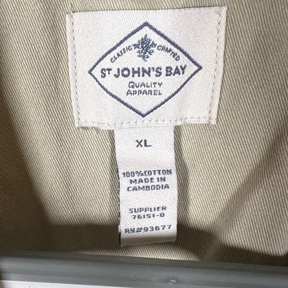St. John’s Bay Khaki Utility Blazer Jacket XL Cotton Button Front NWT - Picture 7 of 8